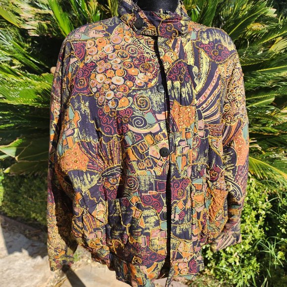 THE ICING 90’S VINTAGE BOMBER JACKET w/BEADING & SEQUINS - Picture 1 of 8